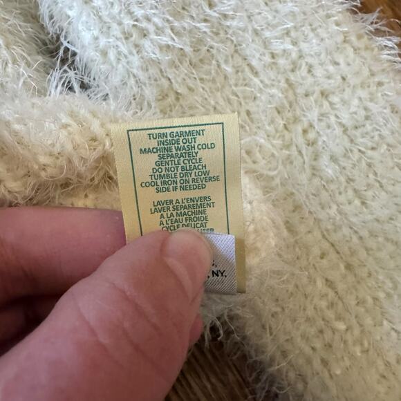 7 for All Mankind Fuzzy Teddy Sweater Faux Button Front Bow Long Sleeve 18 M - Picture 8 of 12